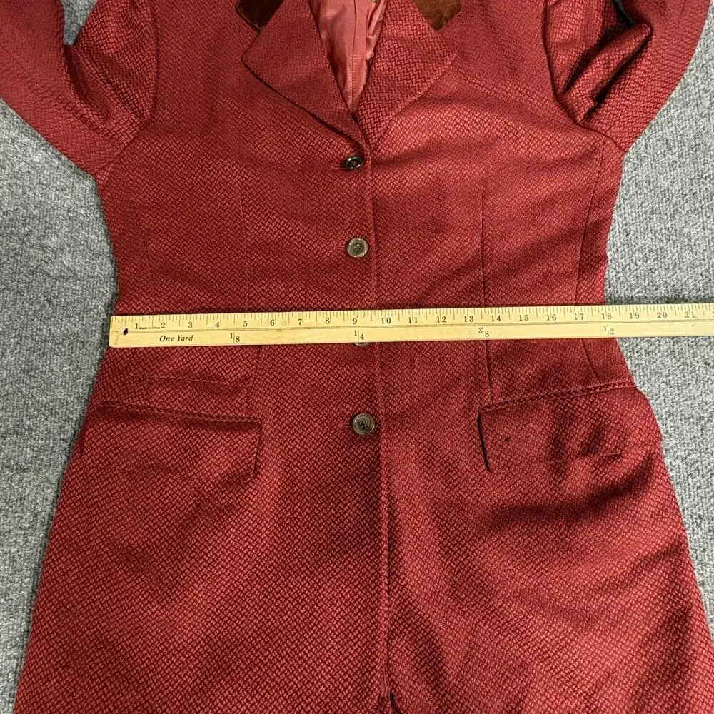 Isaia Blazer Mens IT 48 Red Cashmere Tweed Velvet Collar Sport Coat Made Italy